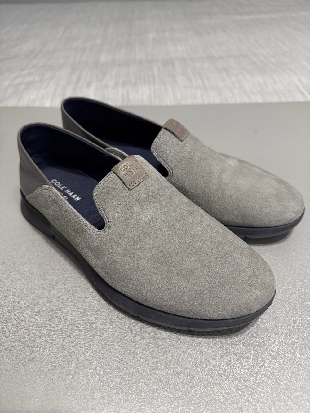 [WORN 1x] Cole Haan Grand. OS Horizon Grey Suede Slip-On Loafers Women's Size 6